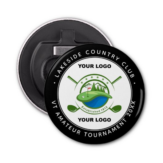 Eigen Logo Golf Club Swag Memorial Tournament Button Flesopener (Voorkant)
