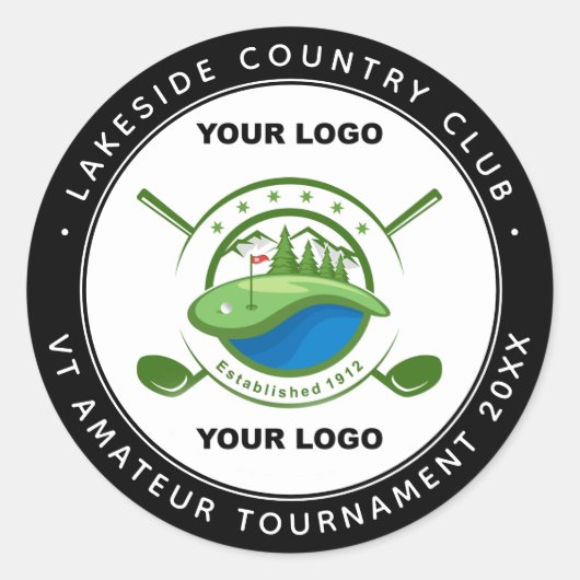 Eigen Logo Golf Club Swag Memorial Tournament Ronde Sticker (Voorkant)