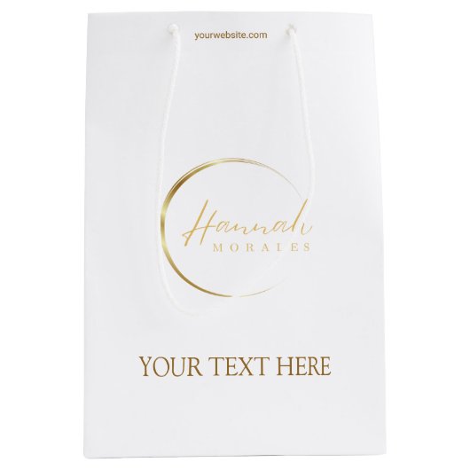 Eigen logo goud- en wittekiekdiensten medium cadeauzakje (Voorkant)