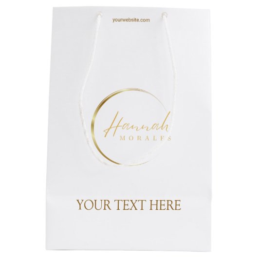 Eigen logo goud- en wittekiekdiensten medium cadeauzakje (Achterkant)