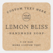 Eigen logo Kraft-labels op papier Vierkante Sticker (Voorkant)