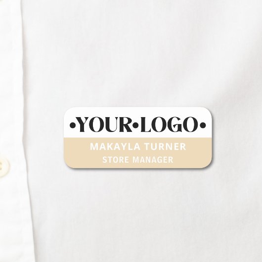 Eigen logo medewerker beige naamplaatje