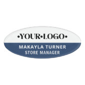 Eigen logo medewerker blauw naambadge (Voorkant)