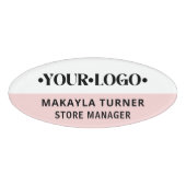 Eigen logo medewerker roze naambadge (Voorkant)