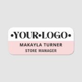 Eigen logo medewerker roze naamplaatje (Voorkant)