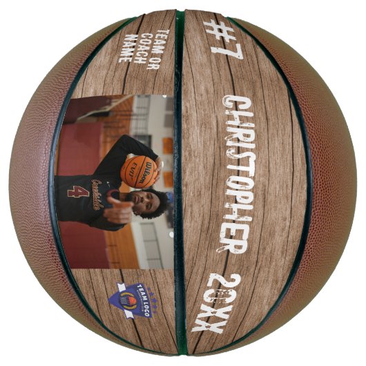 Eigen logo met naam van fotospeler basketbal (Verticaal)
