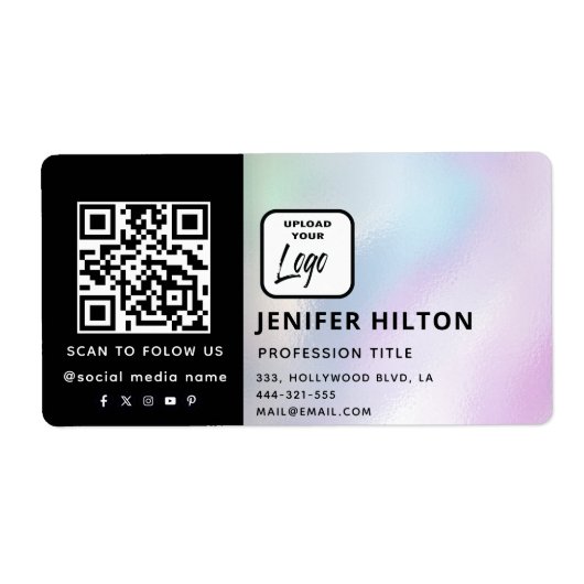 Eigen logo minimalistische sociale media-pictogram etiket (Voorkant)