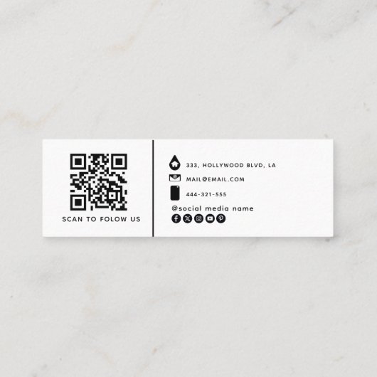 Eigen logo minimalistische sociale media-pictogram mini visitekaartje (Achterkant)