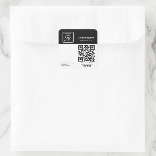 Eigen logo minimalistische sociale media-pictogram vierkante sticker (Tas)