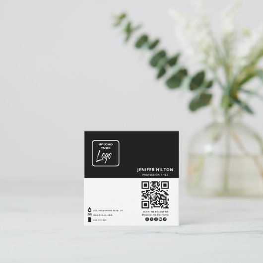 Eigen logo minimalistische sociale media-pictogram vierkante visitekaartje (Staand voorkant)