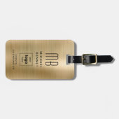 Eigen Logo-monogrammed Gold geborsteld metaal Bagagelabel (Voorkant horizontaal)