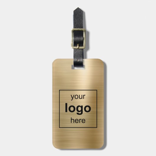 Eigen Logo-monogrammed Gold geborsteld metaal Bagagelabel (Voorkant verticaal)
