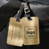 Eigen Logo-monogrammed Gold geborsteld metaal Bagagelabel