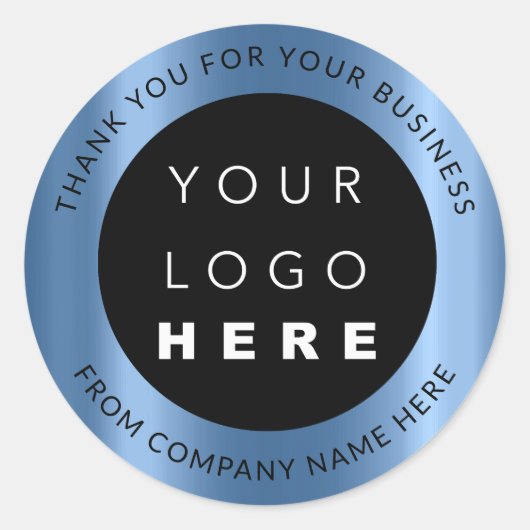 Eigen Logo Naam Web Blue Modern Bedankt Ronde Sticker (Voorkant)