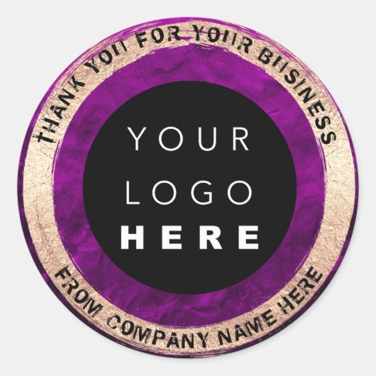 Eigen Logo Naam Web Seal Gold Lijst Plum Ronde Sticker (Voorkant)