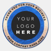 Eigen Logo Naam Web Seal Gold Royal Blue Ronde Sticker (Voorkant)