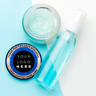 Eigen Logo Naam Web Seal Gold Royal Blue Ronde Sticker