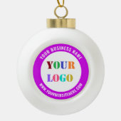 Eigen Logo Naam Website Kleuren kerstversiering Keramische Bal Ornament (Voorkant)