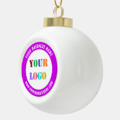 Eigen Logo Naam Website Kleuren kerstversiering Keramische Bal Ornament (Rechts)