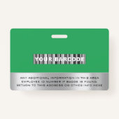 Eigen Logo naam werkbalk Code Scanner groen Badge (Achterkant)