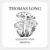 Eigen logo paddenstoel vierkante sticker (Voorkant)