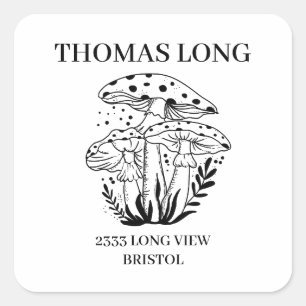 Eigen logo paddenstoel vierkante sticker