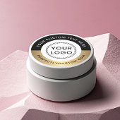 Eigen logo tekst zwarte gouden grens ronde sticker