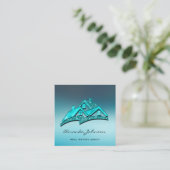 Eigen Logo voor Estate Agent Home Blue Glam Vierkante Visitekaartje (Staand voorkant)
