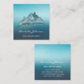 Eigen Logo voor Estate Agent Home Blue Glam Vierkante Visitekaartje (Voorkant / Achterkant)