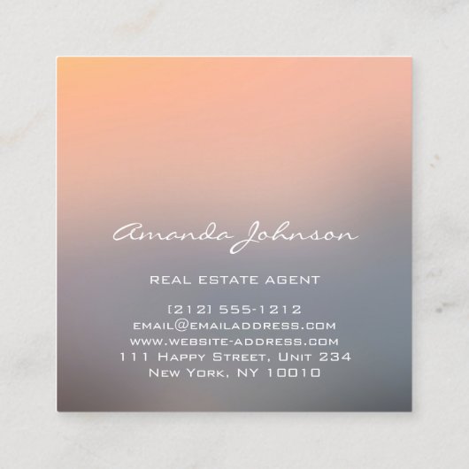 Eigen Logo voor Estate Agent Home Grey Roos Vierkante Visitekaartje (Achterkant)