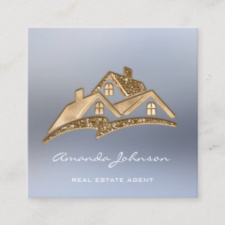 Eigen Logo voor Estate Agent Smoky Blue Vierkante Visitekaartje