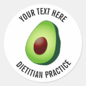 Eigen logo voor groene avocado dietitist ronde sticker (Voorkant)
