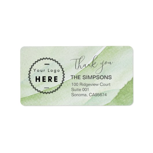 Eigen Logo Waterverf Groen retourneringsadres Etik Etiket (Voorkant)