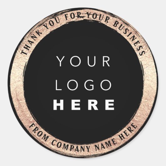 Eigen Logo - webzegel zwart Gold Ronde Sticker (Voorkant)