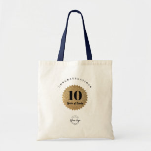 Eigen logo Werk 10e verjaardag werknemer Tote Bag