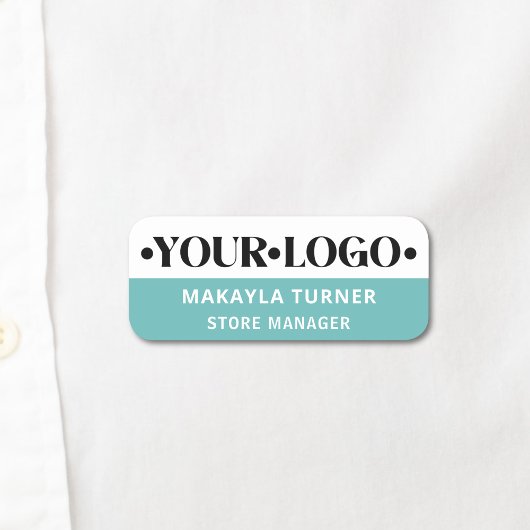 Eigen logo werknemer turquoise naamplaatje