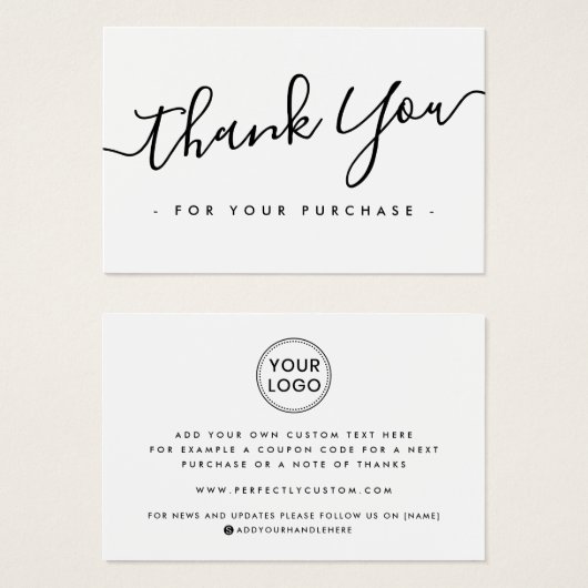 Eigen logo wit of kleur bedankt dat u hebt ingevoe visitekaartje (Voorkant /achterkant)