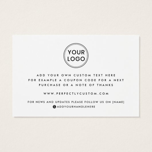 Eigen logo wit of kleur bedankt dat u hebt ingevoe visitekaartje (Achterkant)