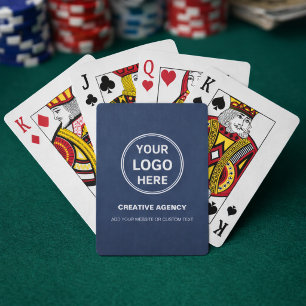 Eigen logo zakelijk bedrijf Navy Blue Pokerkaarten