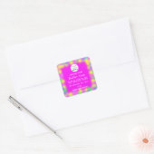 Eigen Logo zeep Cosmetica Neon Holografie Vierkante Sticker (Envelop)
