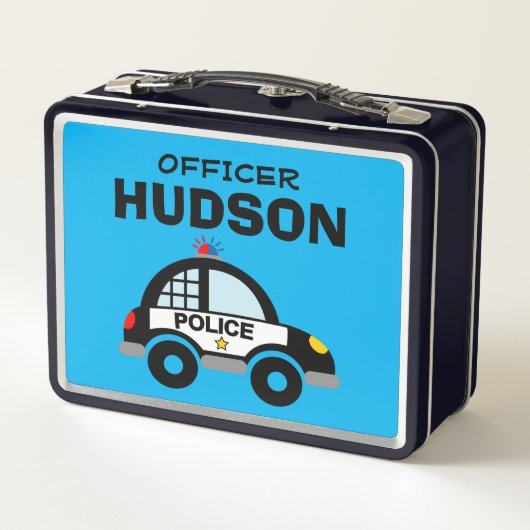 Eigen lunchbox met politieagent-kind (Achterkant)