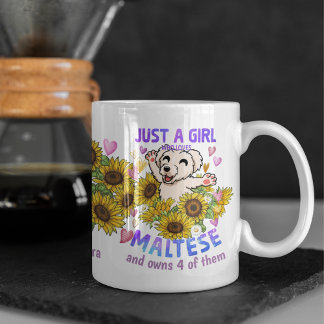 Eigen Maltese zonnebloementrainer Floral Koffiemok