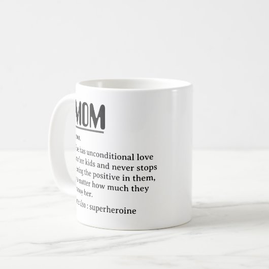 Eigen mam-definitie voor Moederdag Koffiemok (Voorkant links)