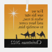 Eigen Mannen Ster van Bethlehem Kerstmis Glas Ornament (Achterkant)