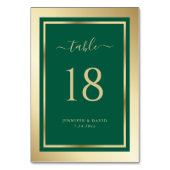 Eigen maragingnummer voor groene en gouden bruilof kaart (Achterkant)