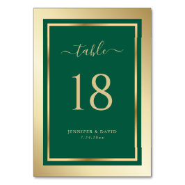 Eigen maragingnummer voor groene en gouden bruilof kaart