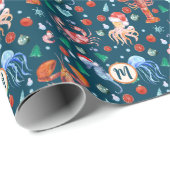Eigen marinescheepvaart Blauwe Lobster Kerstmis Cadeaupapier (Rol Hoek)