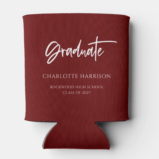 Eigen maroon- en witdegraduatiepartij blikjeskoeler (Achterkant)