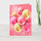 Eigen marthday roze ballonnen groet kaart (Voorkant)