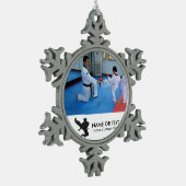 Eigen martiele kunstwerken kerstfoto tin sneeuwvlok ornament (Links)